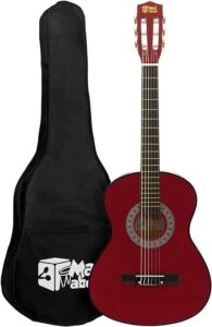 TIGER Klassische Gitarre MA-CG08 1/2 Größe Rot Klassikgitarre - Bunte Spanische Gitarre mit Tragetasche, Gurt, Plektrum und Ersatzsaiten