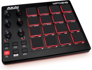 AKAI Professional MPD218 - MIDI Pad Controller, Drum Pad Machine, Beat Maker mit 16 Pads, zuweisbaren Reglern, Produktionssoftware inklusive
